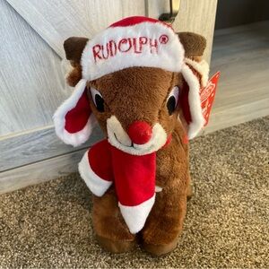Rudolph The Red Nosed Reindeer Plush Christmas Hat /Scarf Stuffed Animal Dan Dee